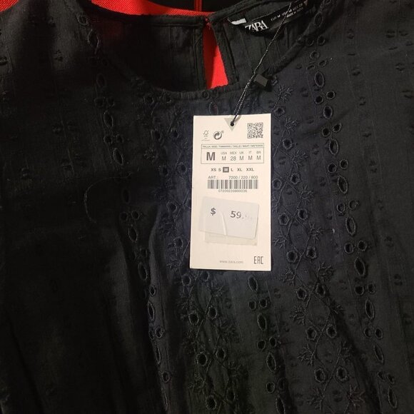 ZARA SHORT DRESS WITH LACE DETAILS BLACK SIZE M | 7200/220 - Picture 5 of 5